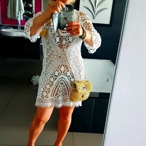 White crochet bikini cover